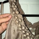 Gold Hawk 100% Silk Elegant Creamy Light Brown Sleeveless Pom Photo 1