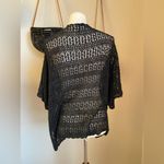 Vintage Teddi Black Short Sleeve Flower Crochet Knit Cardigan, Size 3X Photo 1