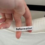 Reformation White Ribbed Puff Sleeve Top Photo 1