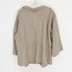Flax  Linen Buttondown Tunic Relaxed Shirt Size Large in Tan Beach Summer Photo 2