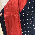 Navy and Pink Polka Dot wrap Midi Dress Blue Size 2 Photo 2