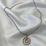 Minimalist Glam Silver Gold Rhinestone Double Circle Pendant Necklace Photo 0