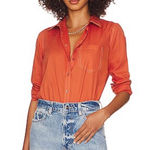 Free People  best of‎ the both worlds Coral long sleeve color orange size S Photo 0