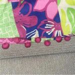 Lilly Pulitzer Colorful Patchwork Halter Top Pom Pom Trim Dress Open Back Photo 3