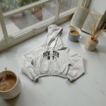 Refuge Athletics Gray New York 1991 Cropped Zip Up Hoodie Size L Athleisure Size L Photo 1