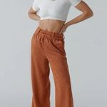 BDG Jessie Corduroy Pull On Pant - Rust Wide Leg Pants with Elastic Waistband Photo 0
