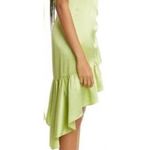 Cinq à Sept Cinq á Sept Silk Dress Green V-Neck Wrap Midi Asymmetrical Hem Size 0 NWT $545 Photo 3