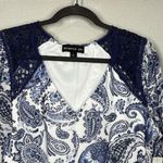 Harper 241 Blue White Paisley Blouse Size Large Photo 4