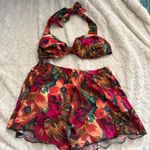 Jantzen Vintage 70s Swimsuit Floral Bikini Top High Waist Bottoms Retro 12 S/M Photo 0