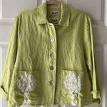 Flax Lime Green Button Up Jacket And Tank Set Embroidered Womens Size XS 4-6 Photo 0