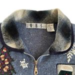 Vintage OHI Ugly Christmas Sweater Vest Patchwork Granny Cottage Womens Medium Blue Photo 1