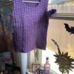 Vintage purple satin textured ruffled sleeveless tank top blouse Size M Photo 4