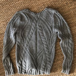Grey cable knit soft crew neck sweater Gray Photo 8