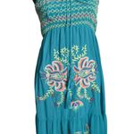 Flying Tomato Floral Embroidered Maxi Dress Smocked Tiered Womens S BOHO Photo 3