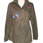 Old Navy NEW  Womens Olive Green Floral Embroidered Utility Field Cargo Jacket S Photo 0