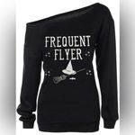 “Frequent Flyer” Halloween Off the Shoulder Pullover Tops in Size S Black Photo 5