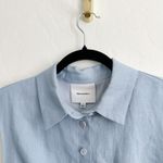 Reformation  | Arella 100% Linen Collared Mini Dress in Mineral Blue Photo 8