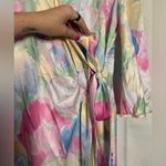 Vintage Lucie Ann Satin Pastel Floral Robe Neglige Medium White Photo 5