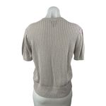 Muse Women's Gray Crochet Knit Crewneck Short Puff Sleeve Crop Sweater Top Sz M Size M Photo 1