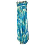 Carmen Marc Valvo  Blue Watercolor Chiffon Layered A-Line Formal Gown 10 Photo 1