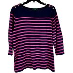 Ralph Lauren Lauren Pink Navy Stripe 3/4 Sleeve Top 2X Photo 0