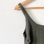 Vitamin A West Organic Ribbed Midi Dress in Olive Green Photo 3