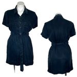 ZARA  TRF Dress Blue Utility Soft Viscose Short Sleeve Belted Size Small Photo 7