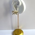 CZ Bow White Pearl Stud Earrings for Women Gold Photo 4