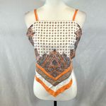 SheIn Orange and white paisley boho print bandeau cami top size large Photo 4