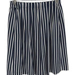 J Crew Women's Pleated Striped Skirt Midi Lined Pull On Navy Blue White Size 0 Photo 0
