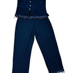 Ronni Nicole Vintage 90s Beaded Two Piece Capri Pantsuit Rainbow Beaded Hemline Photo 0