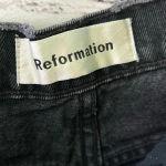 Reformation  Dixie High Waisted‎ Distressed Black Denim Button Fly Shorts Size 25 Photo 5