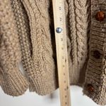 Vtg button up chunky Cable Knit cowl Cardigan Sweater cozy size Large unisex Tan Photo 8