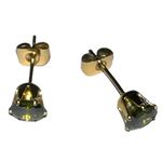 August birthstone peridot cz in 14k gold plated post earrings. New Photo 3