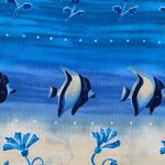 Vintage 90s Tropical Fish Print Shirt Blue Yellow Crinkle Button Front Top 14 Photo 7