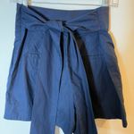 J.Crew  Tie Waist Shorts‎ Navy Blue High Rise Cotton Size 2 Career Casual Photo 4