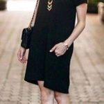 Madewell black shift tee dress leather trim Photo 0