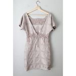 Free People  New Romantics Mini Dress S Shift Crochet Cutout Neutral Minimalist Photo 12