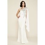 Tadashi Shoji  Columba‎ One Shoulder Gown Sequins Leaf Detail Formal Wear Size 10 Photo 8