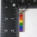 🌈 Silver Rainbow Bar Pendant on Black Leather Necklace Pink Photo 3