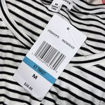 Eyeshadow  medium womens black and white striped top twist front long sleeve NWT Photo 8