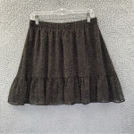 Loft  Pull On Gathered‎ Ruffle Skirt Black Tan Women's Medium Photo 2