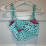 PINK - Victoria's Secret Victoria’s Secret Pink Aqua Blue Lace Pushup Bralette Bra Size XS Photo 3