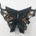 Charlotte Russe Black Strappy Platform Faux Leather Wedges Size 7 Photo 5