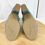 Seychelles  by Anthropologie Sightseeing Suede‎ Slingback Peep Toe Heels Teal 9 Photo 7