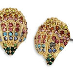Kurt Geiger  Eagle Head Earrings with Multicolor Gems Photo 0