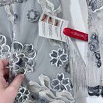 Mac Duggal Floral Embroidered Illusion Long Sleeve Gown Platinum Silver NWT 8 Photo 10
