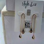 Style & Co NWT . Double teardrops earrings with rhinestones. Photo 1