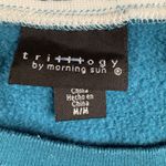 Morning Sun Chickadee Bird Crewneck Sweatshirt Size Medium Stud Snowflake Winter Blue Photo 4