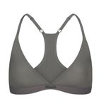 SKIMS SMOOTH RIB RACERBACK TRIANGLE BRALETTE GUNMETAL MEDIUM Photo 0